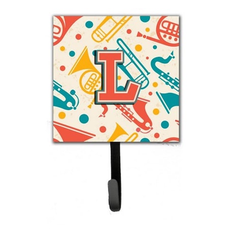 Jensendistributionservices Letter L Retro Teal Orange Musical Instruments Initial Leash & Key Holder MI1657979